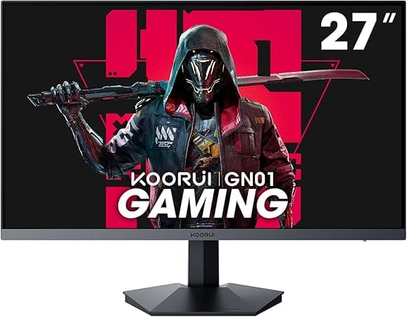 KOORUI 27 inch Full HD 1920 x 1080p PC Gaming Monitor, 165Hz 1ms, DCI-P3 90% Color Gamut, Adaptive-sync, FreeSync Premium, 2 x HDMI, DisplayPort,Black